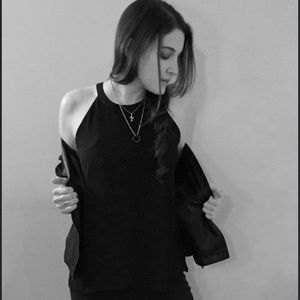 Naked Zebra blouse, zipper up the back, size medium.